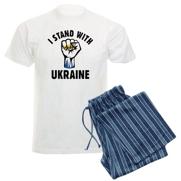 CafePress - I Stand With Ukraine Men's Light Pajamas - Men's Light Loose Fit Cotton Pajama Set