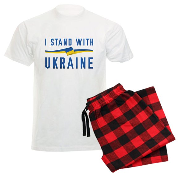 CafePress - I Stand With Ukraine Men's Light Pajamas - Men's Light Loose Fit Cotton Pajama Set