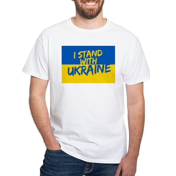 CafePress - I Stand With Ukraine Men's Value T Shirts - Men's White Classic Cotton T-Shirts