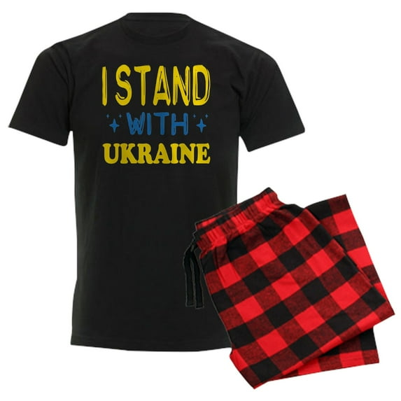 CafePress - I Stand With Ukraine Pajamas - Men's Dark Loose Fit Cotton Pajama Set