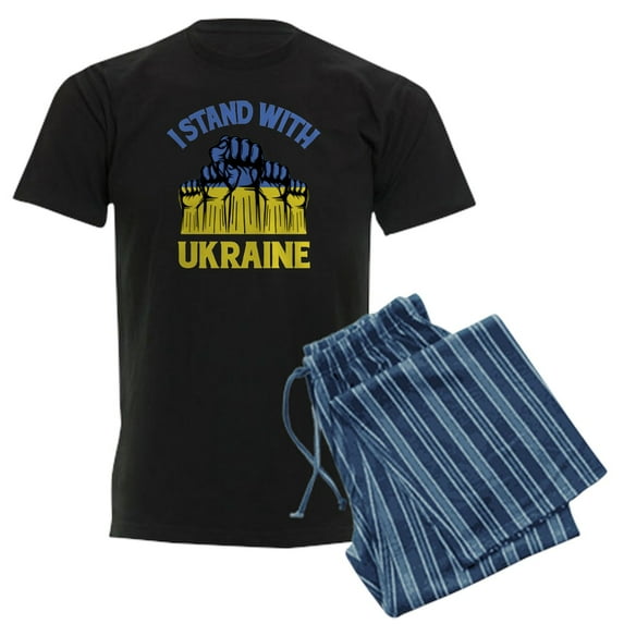 CafePress - I Stand With Ukraine Pajamas - Men's Dark Loose Fit Cotton Pajama Set