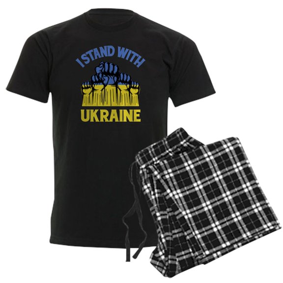 CafePress - I Stand With Ukraine Pajamas - Men's Dark Loose Fit Cotton Pajama Set