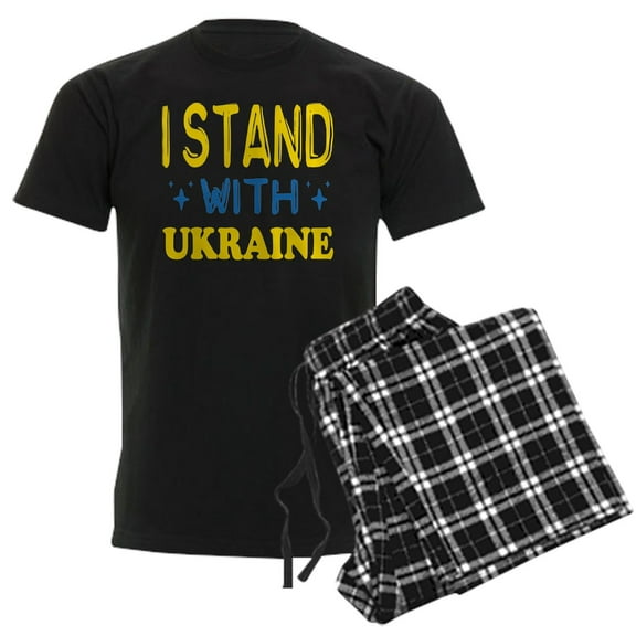 CafePress - I Stand With Ukraine Pajamas - Men's Dark Loose Fit Cotton Pajama Set