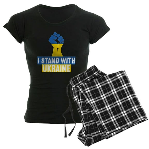 CafePress - I Stand With Ukraine Pajamas - Women's Short Sleeve Print T-Shirt and Pants Dark Cotton Pajama Set