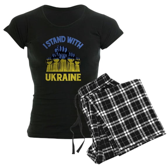 CafePress - I Stand With Ukraine Pajamas - Women's Short Sleeve Print T-Shirt and Pants Dark Cotton Pajama Set