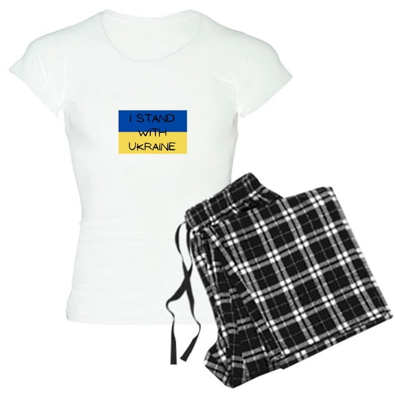 CafePress - I Stand With Ukraine Pajamas - Women's Short Sleeve Print T-Shirt and Pants Light Cotton Pajama Set
