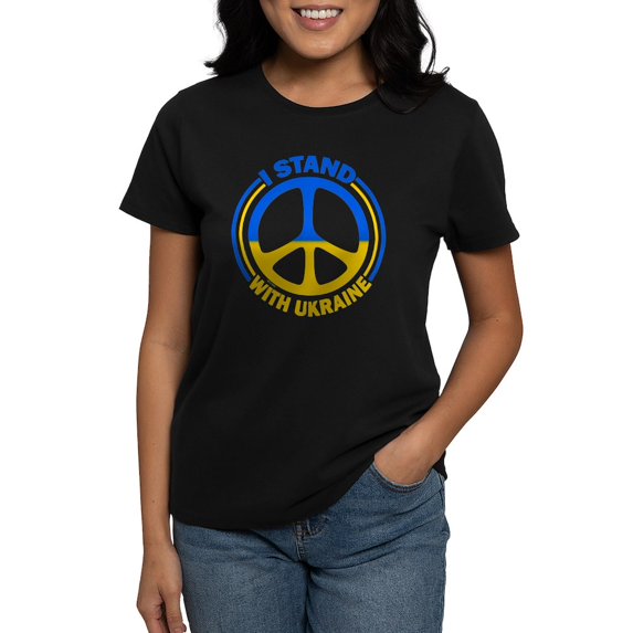 CafePress - I Stand With Ukraine Peace S Women's Value T Shirt - Women's Traditional Fit Dark T-Shirt