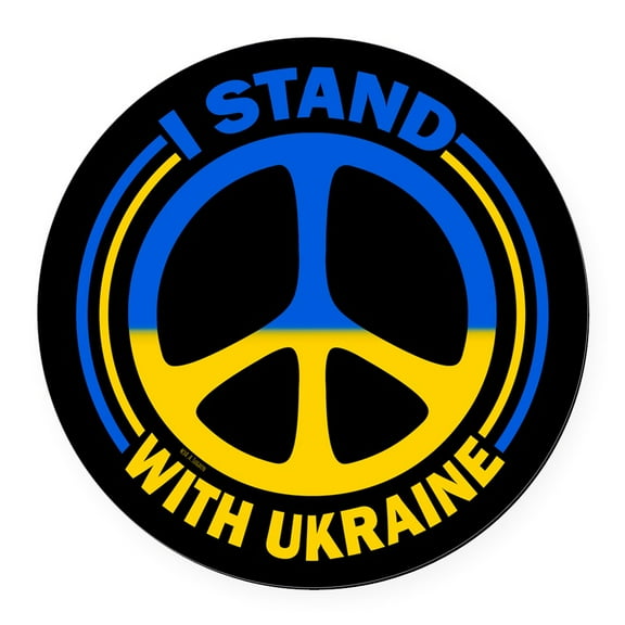 CafePress - I Stand With Ukraine Peace Symbol - Round Car Magnet