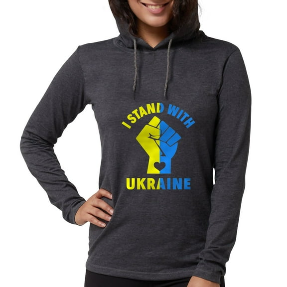 CafePress - I Stand With Ukraine Pride Ukr Long Sleeve T Shirt - Womens Hooded Shirt