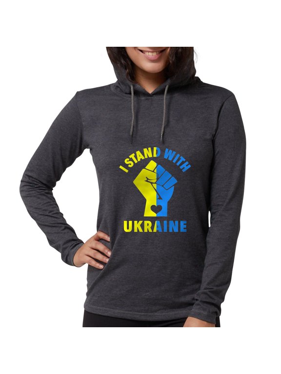 - I Stand With Ukraine Pride Ukr Long Sleeve T Shirt - Womens Hooded Shirt