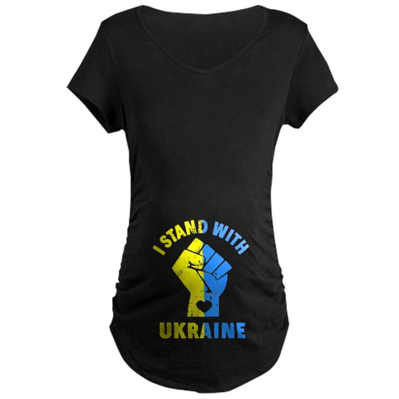 CafePress - I Stand With Ukraine Pride Ukrai Maternity T Shirt - Maternity Dark T-Shirt