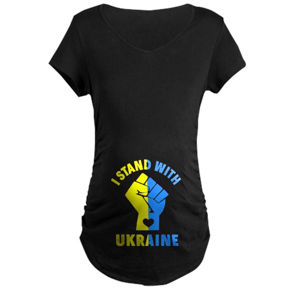 CafePress - I Stand With Ukraine Pride Ukrai Maternity T Shirt - Maternity Dark T-Shirt