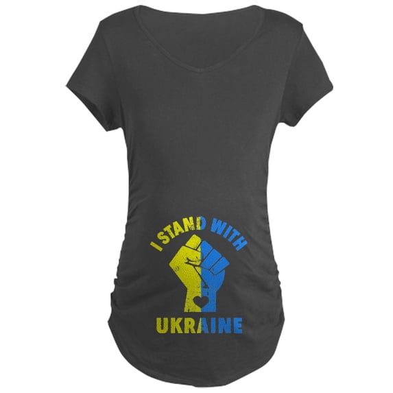 CafePress - I Stand With Ukraine Pride Ukrai Maternity T Shirt - Maternity Dark T-Shirt