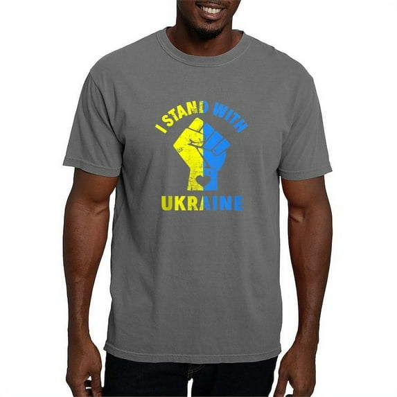 CafePress - I Stand With Ukraine Pride Ukrainian Flag T Shirt - Mens Comfort Colors Shirt