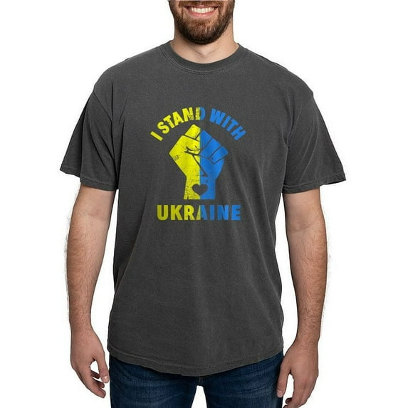 CafePress - I Stand With Ukraine Pride Ukrainian Flag T Shirt - Mens Comfort Colors Shirt