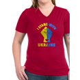 thumbnail image 1 of CafePress - I Stand With Ukraine Pride Ukrainian Flag T Shirt - Women's V-Neck Dark T-Shirt, 1 of 1