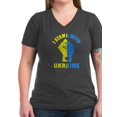 thumbnail image 1 of CafePress - I Stand With Ukraine Pride Ukrainian Flag T Shirt - Women's V-Neck Dark T-Shirt, 1 of 1