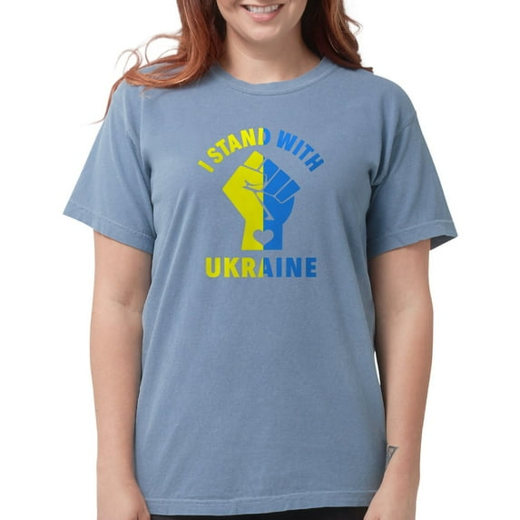 CafePress - I Stand With Ukraine Pride Ukrainian Flag T Shirt - Womens Comfort Colors® Shirt