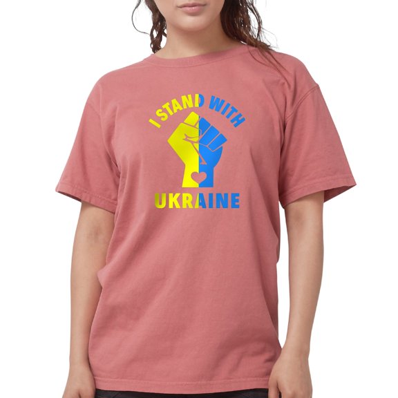 CafePress - I Stand With Ukraine Pride Ukrainian Flag T Shirt - Womens Comfort Colors® Shirt