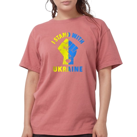 CafePress - I Stand With Ukraine Pride Ukrainian Flag T Shirt - Womens Comfort Colors® Shirt