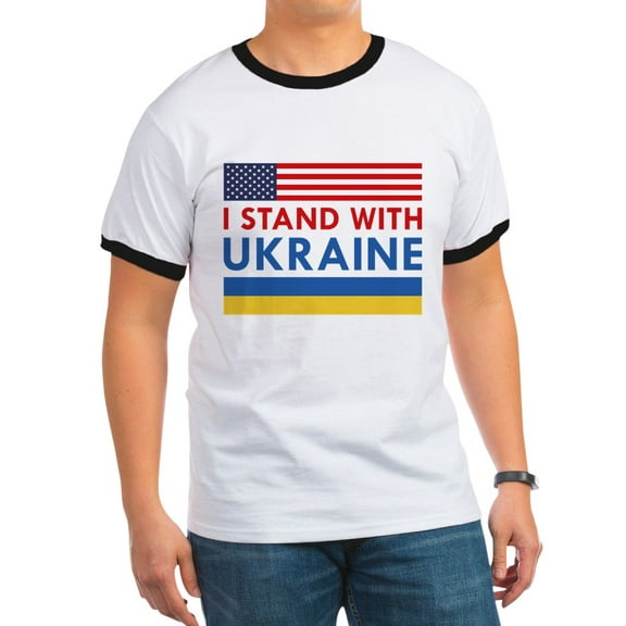 CafePress - I Stand With Ukraine Ringer T - 100% Cotton Ringed T-Shirt