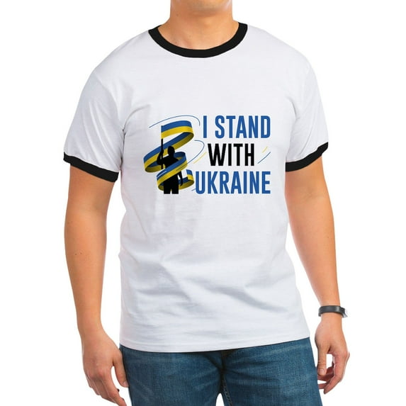CafePress - I Stand With Ukraine Ringer T - 100% Cotton Ringed T-Shirt