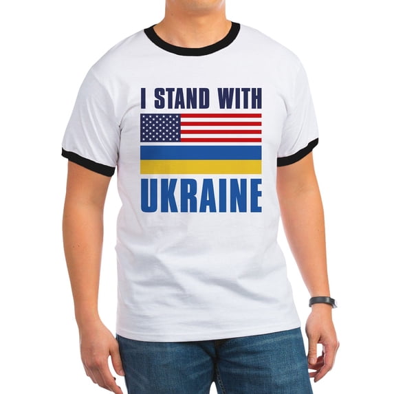 CafePress - I Stand With Ukraine Ringer T - 100% Cotton Ringed T-Shirt
