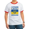 thumbnail image 1 of CafePress - I Stand With Ukraine Ringer T - 100% Cotton Ringed T-Shirt, 1 of 4
