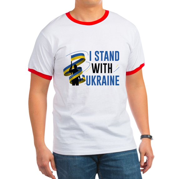 CafePress - I Stand With Ukraine Ringer T - 100% Cotton Ringed T-Shirt