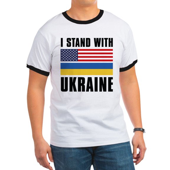 CafePress - I Stand With Ukraine Ringer T - 100% Cotton Ringed T-Shirt