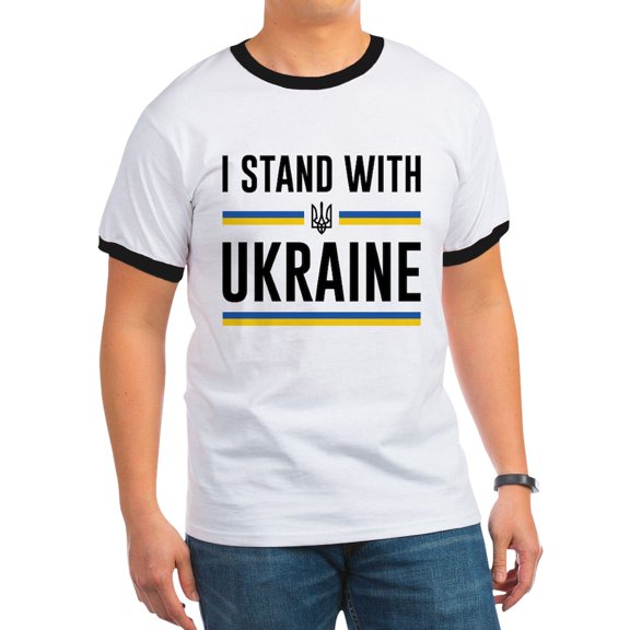 CafePress - I Stand With Ukraine Ringer T - 100% Cotton Ringed T-Shirt