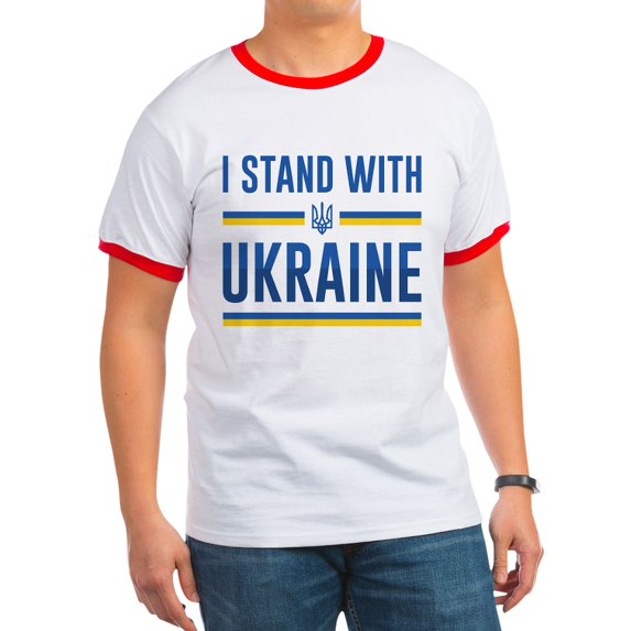 CafePress - I Stand With Ukraine Ringer T - 100% Cotton Ringed T-Shirt