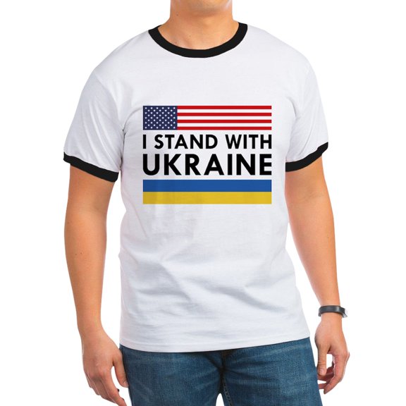 CafePress - I Stand With Ukraine Ringer T - 100% Cotton Ringed T-Shirt