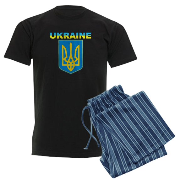 CafePress - I Stand With Ukraine | Support The Ukrainians Paja - Men's Dark Loose Fit Cotton Pajama Set