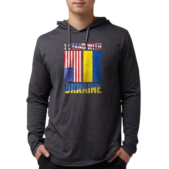 CafePress - I Stand With Ukraine Support U Long Sleeve T Shirt - Mens Hooded Shirt