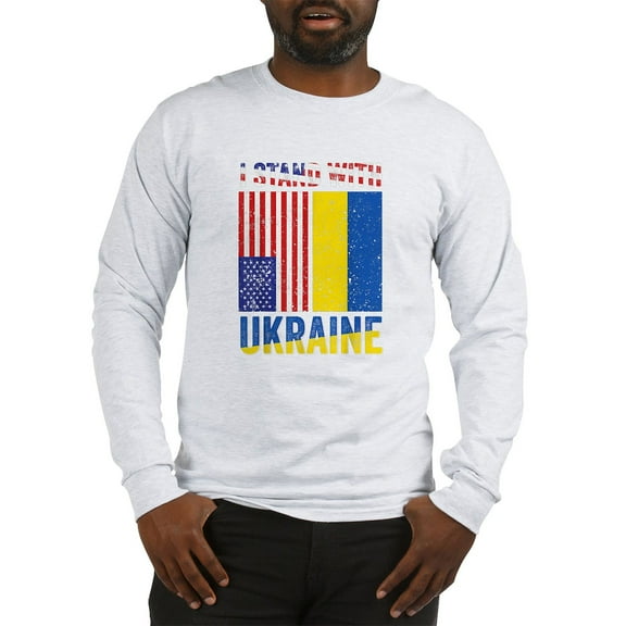 CafePress - I Stand With Ukraine Support U Long Sleeve T Shirt - Unisex Cotton Long Sleeve T-Shirt