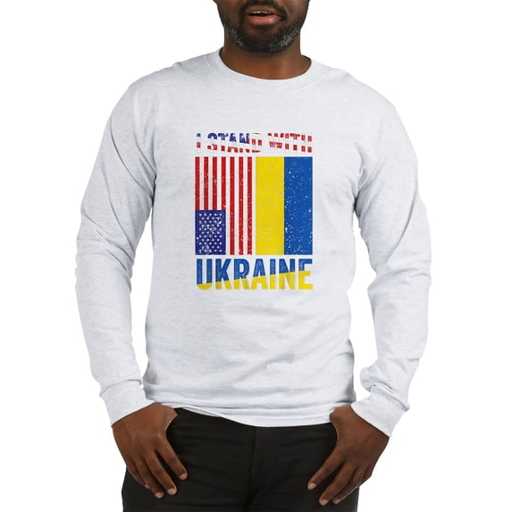 CafePress - I Stand With Ukraine Support U Long Sleeve T Shirt - Unisex Cotton Long Sleeve T-Shirt