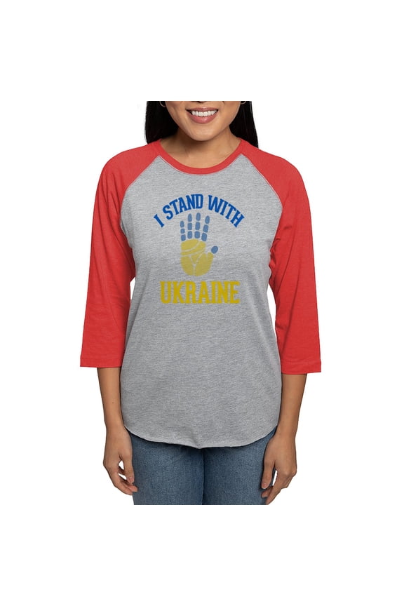 - I Stand With Ukraine Support U Long Sleeve T Shirt - Womens Baseball Tee