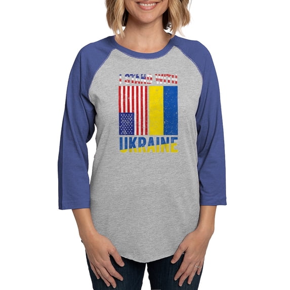CafePress - I Stand With Ukraine Support U Long Sleeve T Shirt - Womens Baseball Tee