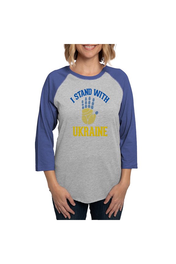 - I Stand With Ukraine Support U Long Sleeve T Shirt - Womens Baseball Tee