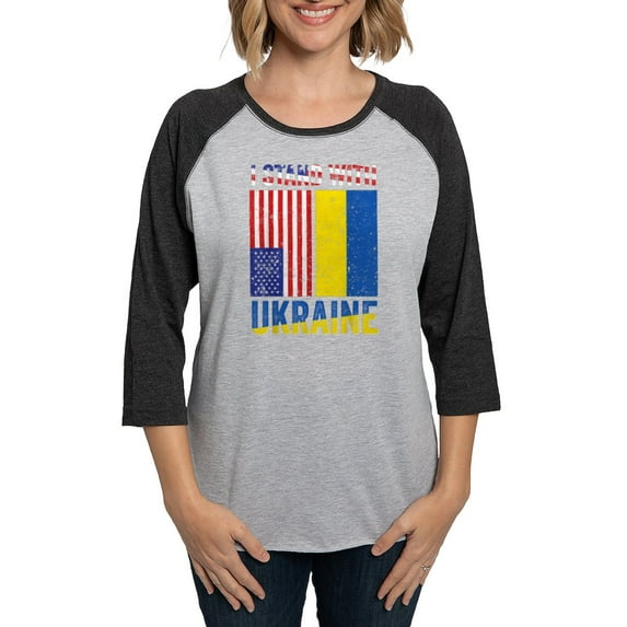 CafePress - I Stand With Ukraine Support U Long Sleeve T Shirt - Womens Baseball Tee
