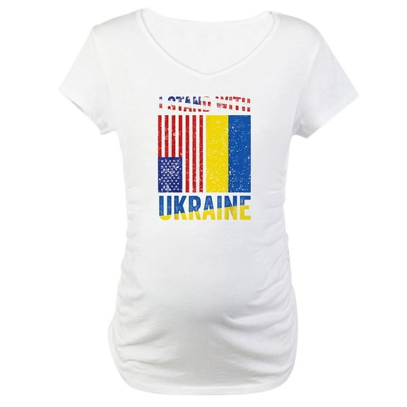 CafePress - I Stand With Ukraine Support Ukr Maternity T Shirt - Cotton Maternity T-shirt, Cute & Funny Pregnancy Tee