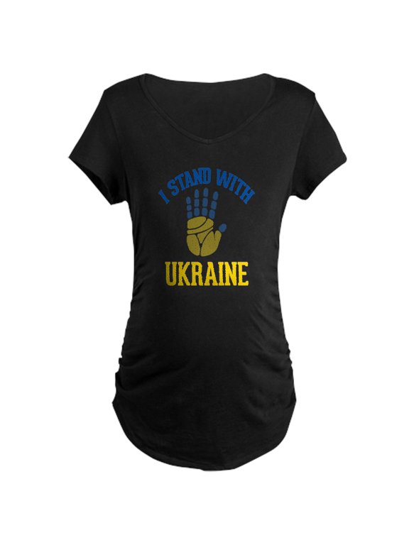- I Stand With Ukraine Support Ukr Maternity T Shirt - Maternity Dark T-Shirt