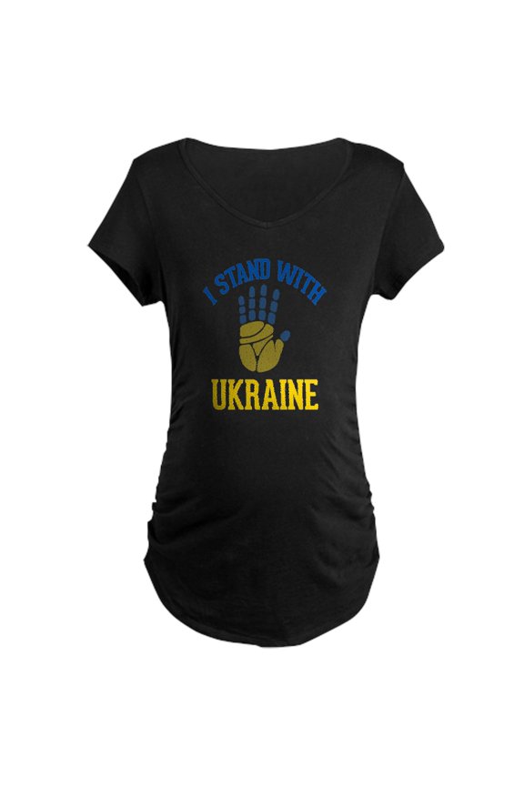 - I Stand With Ukraine Support Ukr Maternity T Shirt - Maternity Dark T-Shirt