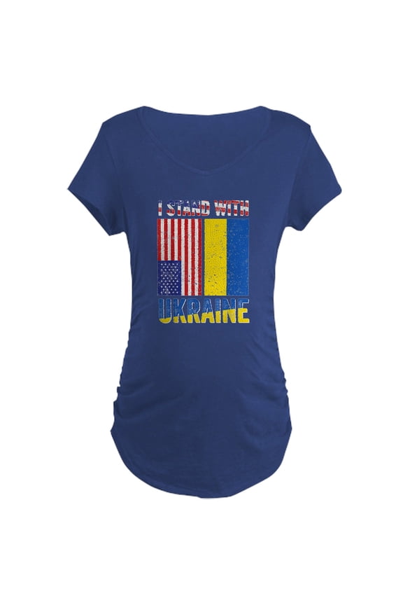 - I Stand With Ukraine Support Ukr Maternity T Shirt - Maternity Dark T-Shirt