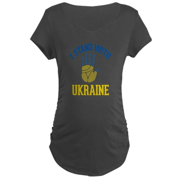 CafePress - I Stand With Ukraine Support Ukr Maternity T Shirt - Maternity Dark T-Shirt