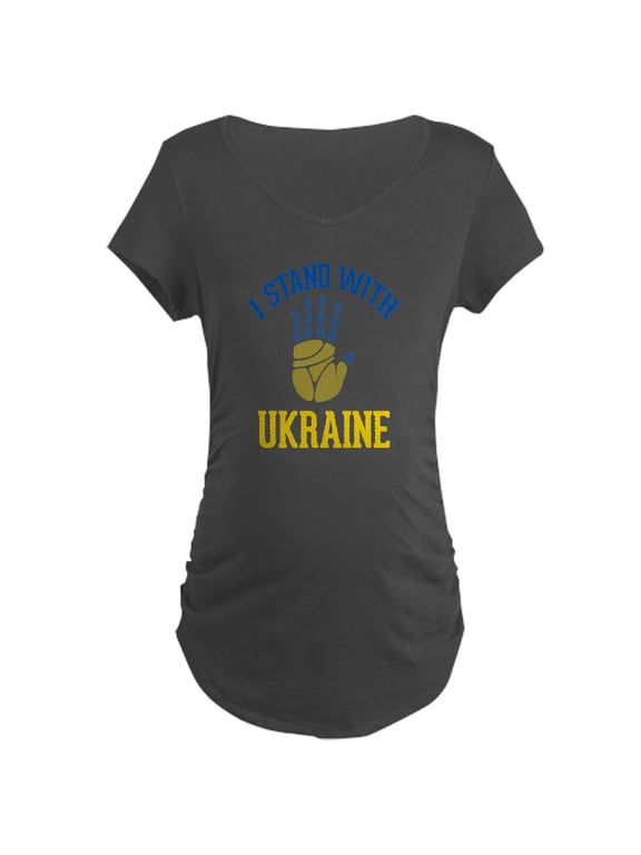 - I Stand With Ukraine Support Ukr Maternity T Shirt - Maternity Dark T-Shirt