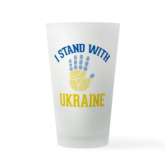 CafePress - I Stand With Ukraine Support Ukrain - Pint Glass, Drinking Glass, 16 oz. CafePress