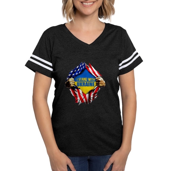 CafePress - I Stand With Ukraine Support Ukraine Flag T Shirt - Womens Football Shirt