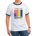 thumbnail image 1 of CafePress - I Stand With Ukraine Support Ukrainian Ame T Shirt - 100% Cotton Ringed T-Shirt, 1 of 4